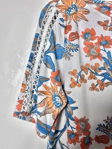 COLECCIÓN M&S Top Blanco Algodón Floral Crochet Manga Detalle Talla UK 10 - Imagen 1 de 5