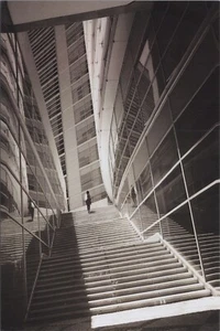 Persona subiendo escaleras ~ Tarjeta nueva imagen 4"x6" en blanco y negro ~ 10394,2 - Imagen 1 de 7
