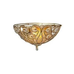 Wall Sconce Specialty Glass Accented Antique Gold Finish Shade Portfolio - Picture 1 of 3