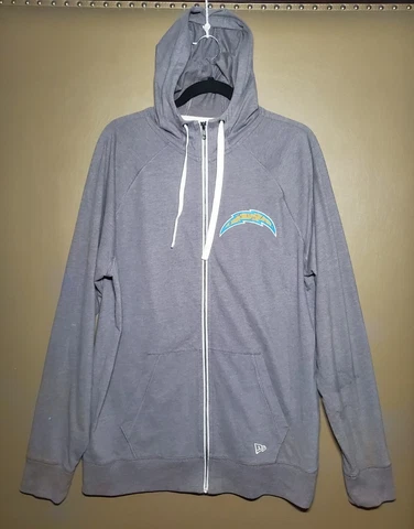 New Era Team Apparel Los Angeles Chargers Men's Zip Up Hoodie Grey Size Large Cover