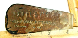 HARTLEY'S FAMILY SHOE FITTERS FAIRMONT W. VA ~METAL SHOE HORN ~ C - Picture 1 of 5