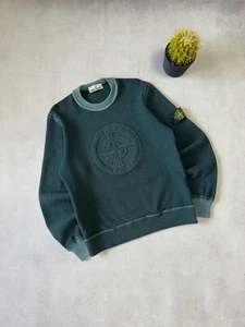 Stone Island Sweater Wool Nylon Big Logo Green Mens M Size Luxury Massimo Osti - Picture 1 of 15
