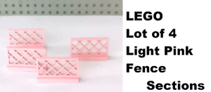 LEGO Light Pink Fence Section Lot of 4 Lattice Garden Cool Color Friends - Picture 1 of 1