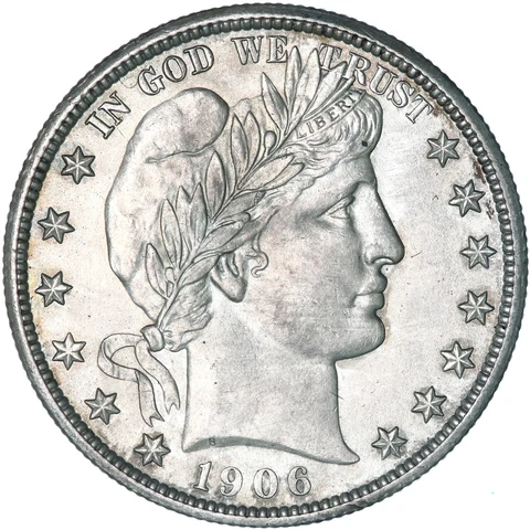 1906 (P) Barber Half Dollar 90% Silver AU+ Slider SL See Pics R831 Cover