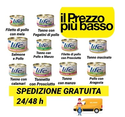 life cat scatolette umido gatto vari gusti 85 gr 100% naturali - Immagine 1 di 3