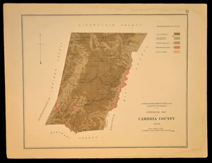 1884 Map of CAMBRIA COUNTY Pennsylvania Geologic Johnstown Edensburg NO FOLD - Picture 1 of 4