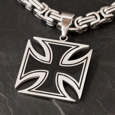 Eisernes Kreuz Ketten-Anhänger Edelstahl EK Soldaten Bundeswehr Templerkreuz  - Bild 1 von 4