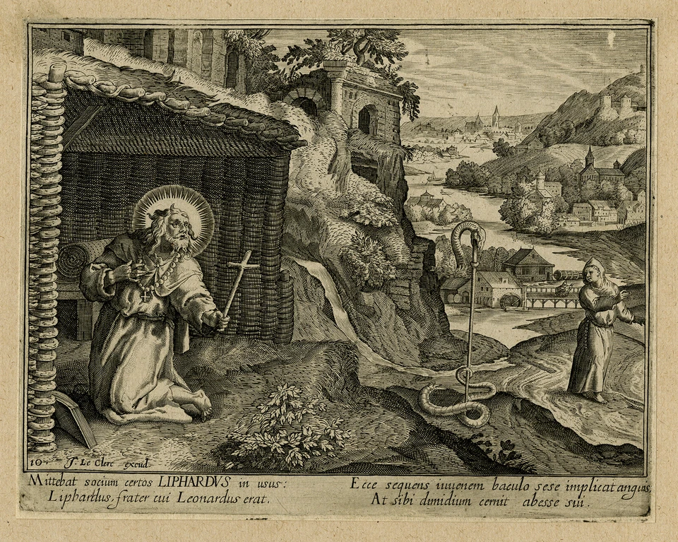 Antique Print-RELIGION-HERMIT-LIPHARDUS-Vos-le Clerc-ca. 1610 - Image 1 of 1