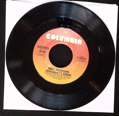 NEIL DIAMOND GUITAR HEAVEN/YESTERDAY'S SONG COLUMBIA REC. VINYL 45 VG 38-163 - Image 1 of 2