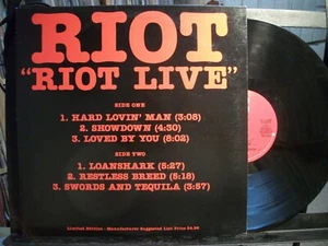 RIOT Riot Live LP VG+ 1982 Elektra    - Picture 1 of 2
