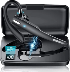 Trucker Wireless Headset Bluetooth 5.1 Earpiece Dual Mic Earbud Noise Cancelling - Picture 1 of 9