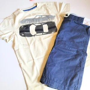 Gymboree Boys 10 Auto Crew Race Car Tee Blue Prep Fit Shorts Set NWT - Picture 1 of 2