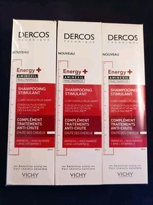Vichy Dercos Stimulating Shampoo Energy+ Aminexil 3 x 200ml New & Sealed - Picture 1 of 6