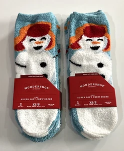 4 Pairs Wondershop Kids Snowman Super Soft Xmas Crew Socks Size XS/S (11-1) New - Picture 1 of 4