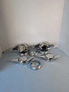 4 TRU SPOKE CENTER CAPS 2 BAR SPINNERS WIRE WHEELS NO EMBLEM - Picture 1 of 4