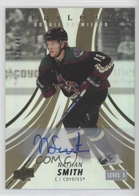 2022-23 Upper Deck Trilogy Premieres Gold /449 Nathan Smith #101 Rookie Auto RC - Image 1 of 2