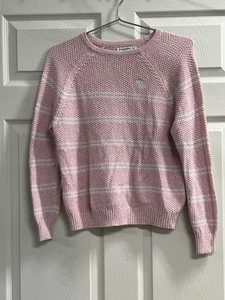 Abercrombie Kids Pink Long Sleeve Sweater with White Stripes - Size 11/12 - VGUC - Picture 1 of 5