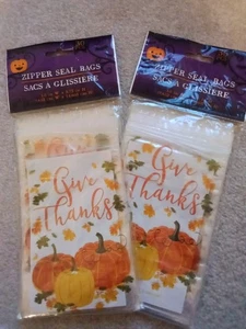 Erntedankfest "Give Thanks" Herbst Urlaub Party Leckerli Geschenktüten Reißverschluss 2er Pack - Bild 1 von 6