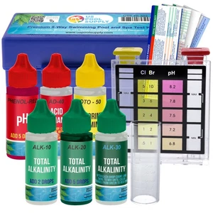 5-Wege Schwimmbad & Spa Test Kit, pH, Chlor, Brom Alkalität Säurebedarf - Bild 1 von 5