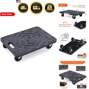 Carro de mudanzas de muebles Dolly capacidad 200 lb con ruedas negro - Imagen 1 de 9