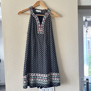 Anthropologie THML Dress M Shift Blue Embroidered Boho Colorful Diamond Tunic - Picture 1 of 4