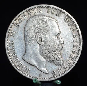 - M.F.B - Dt. Imperio - 5 marcos 1907 F- Württemberg Rey Guillermo II - 8. - Imagen 1 de 4