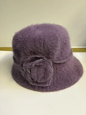 Vintage Fluffy Lilac Angora & Nylon Blend Bucket Hat One Size - Image 1 of 4