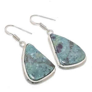 Ruby Fuchsite Gemstone Handmade 925 Sterling Silver Jewelry Earring 1.97" - Picture 1 of 5