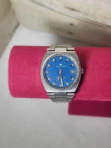 Vintage 70er Jahre Waltham Uhr mit puderblauem Zifferblatt läuft selten - Bild 1 von 6