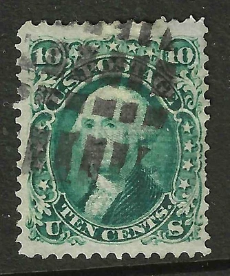 Sc #89 Nice Grill Grid Fancy Cancel 10 Cent Washington 1867-68 $350 US 68B12 - Image 1 of 3