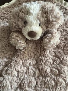 Mary Meyer Plush Beige & Cream Puppy Dog Lovey Security Blanket Baby Toy Brown - Picture 1 of 3