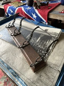 1900s Oak Hanging Coat Rack Hall Tree Clothing Hooks Entryway Rustic Union Made - Picture 1 of 9