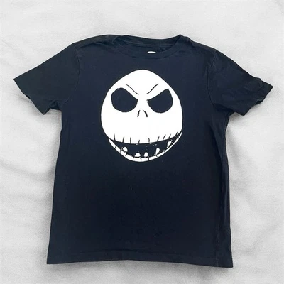 Disney Halloween Boys Size Small 6/7 Jack Skellington Face Graphic Shirt Black - Image 1 of 4