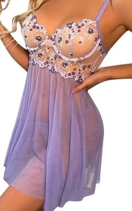 Lencería Lila Sexy Encaje Malla Cami Chemise Bebé Muñeca Talla XL - Imagen 1 de 9