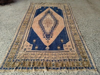 Large Faded Vintage Turkish Hand Knotted Oushak Tribal Wool Area Rug - image 1 of 4