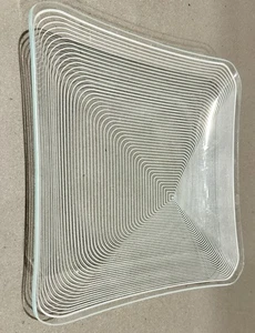 Vintage Lausitzer Glas Kristall Op Art quadratisches Tablett - Bild 1 von 3