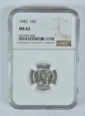 1942 Mercury Dime MS62 NGC Brown Label - Image 1 of 4