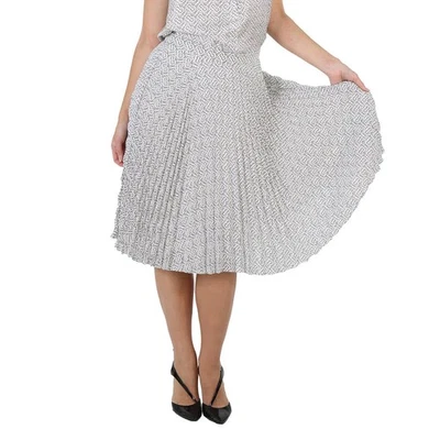 Burberry Damas TB Monograma Plisado Cintura Alta Falda, Marca Talla 4 (Talla 2 EE. UU.) Foto 1 de 4