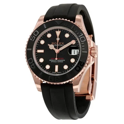 Rolex Yacht-Master 37 Automatic Black Dial 18kt Everose Gold Black Rubber Strap - Image 1 of 3