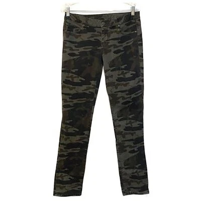Pantalones de mezclilla London para mujer 6 30” verde marrón estampado camuflaje pierna ajustada camuflaje utilitario Foto 1 de 4