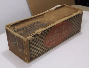 1926 JELKE GOOD LUCK Margarine CARDBOARD BOX ~ Oleomargarine ~ CHICAGO, IL - Picture 1 of 10