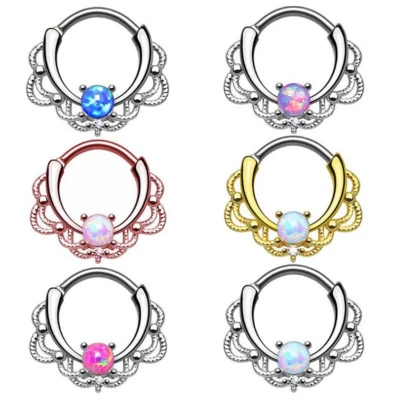 全新 316L 手术钢鼻环 Septum Ring Clicker 身体穿孔 珠宝 16 克 — 第 1/4 张图片