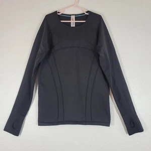 Ivivva Athletic Shirt Kid Size 12 Workout Black Crew Neck Long Sleeve Thumbholes - Picture 1 of 12