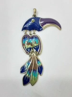 Colgante Pájaro Tucán Grande Metal con Esmalte 4" Largo De Colección Sin Marca ~~SIN Cadena~~ Foto 1 de 4