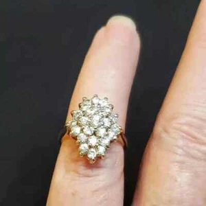 2 Ct Round Cut Simulated Diamond Cluster Wedding Ring In 14k Yellow Gold Plated - Picture 1 of 10