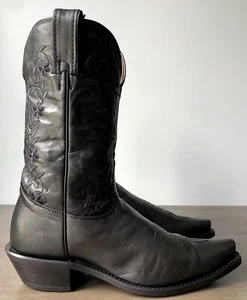Tony Lama schwarze Damen-Westernstiefel aus Leder mit Blumenstickerei 8B - Bild 1 von 10