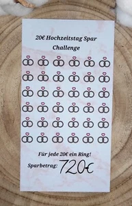 Hochzeits Spar Challenge passend für Budget Planer A6 Budgetplaner sparen - Bild 1 von 1