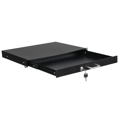 19 Inch Rack Mount 1U Locking Drawer Audio DJ Server Rack Storage Cabinet w/ Key - Image 1 of 4