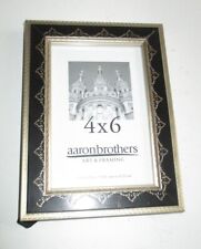 aaronbrothers Black & Gold Engraved Design 4"x 6" Table Top Wall Photo Frame-NWT