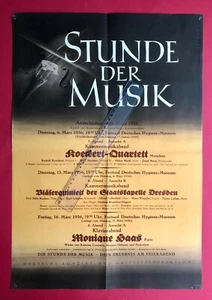 Original DDR Plakat A2 Format 1956 Hygiene Museum Dresden Stunde Musik ( F20555 - Bild 1 von 2